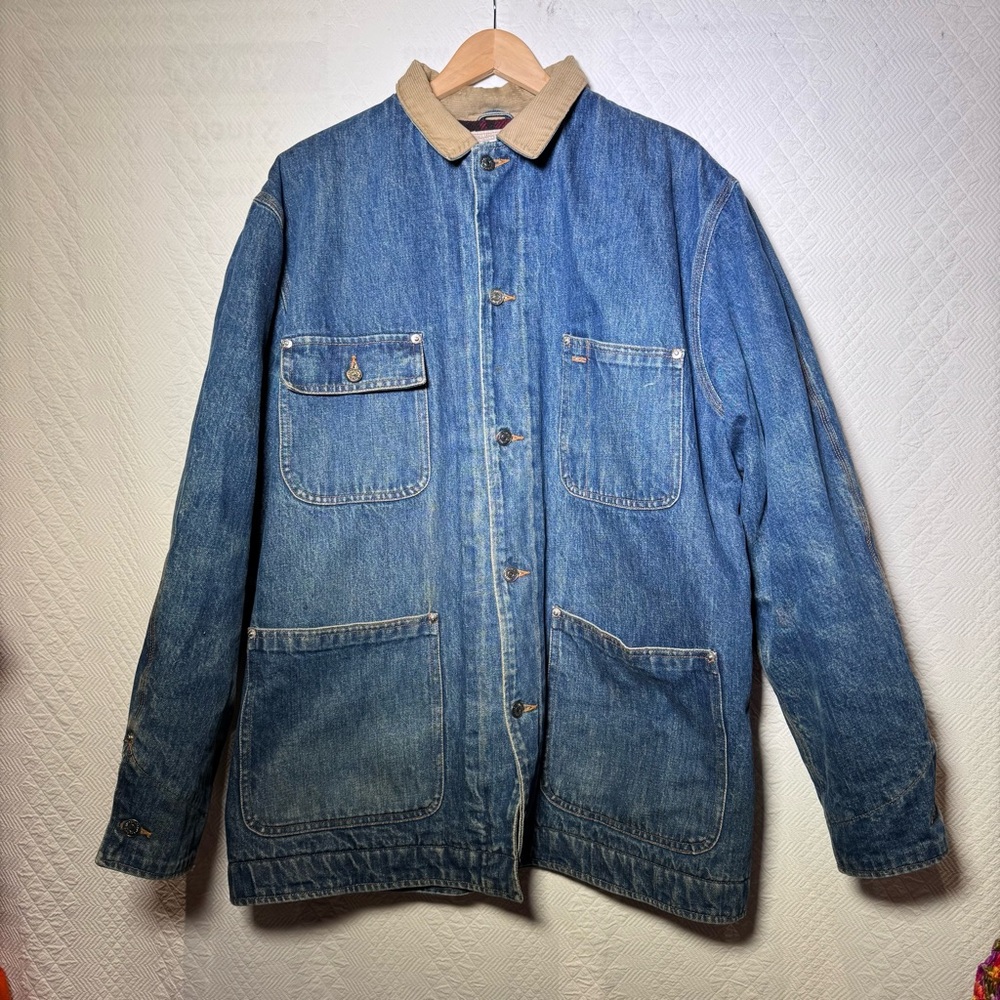 VINTAGE Polo Ralph Lauren authentic Denim Chore Flannel Lined jacket coat L USA! - Picture 1 of 16